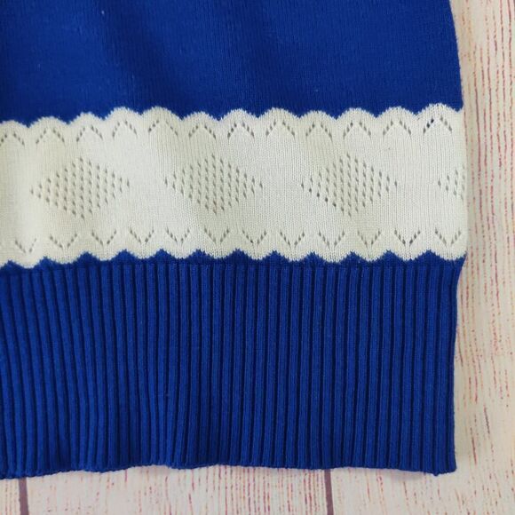 Soft striped blue and white pullover tunic sweater - Picture 2 of 6